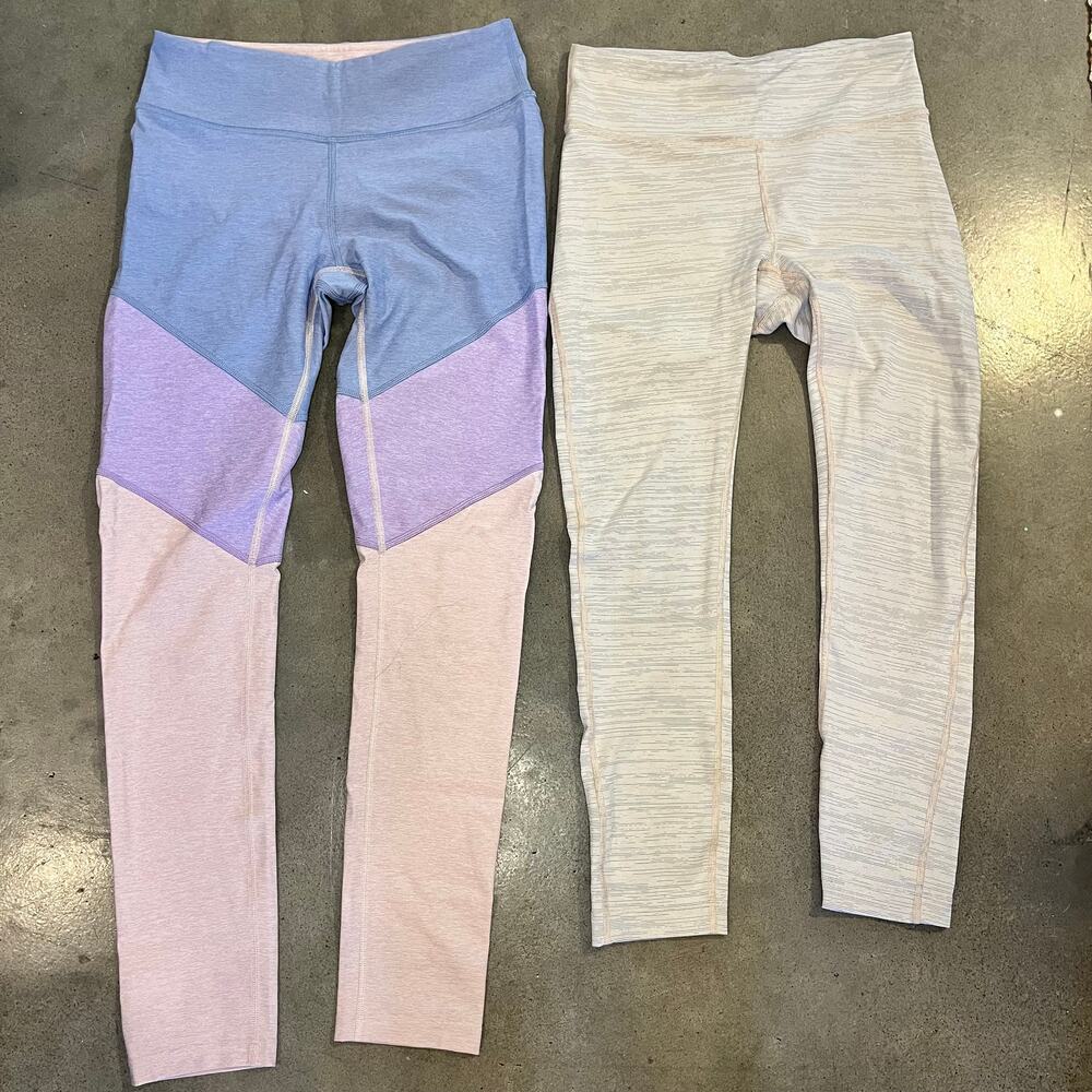 Outdoor Voices tri color pastel leggings beige neutral cropped pants women small